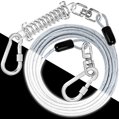 Hunde-Kabel: reflektierend, 9 m, robuste Hundekette für draußen, mit stoßdämpfender Feder – Hundeleine für Hof, Camping, Outdoor, stabile Leine für kleine bis große Hunde bis zu 227 kg Hunde-Kabel: reflektierend, 9 m, robuste Hundekette für draußen, mit stoßdämpfender Feder – Hundeleine für Hof, Camping, Outdoor, stabile Leine für kleine bis große Hunde bis zu 227 kg von jenico