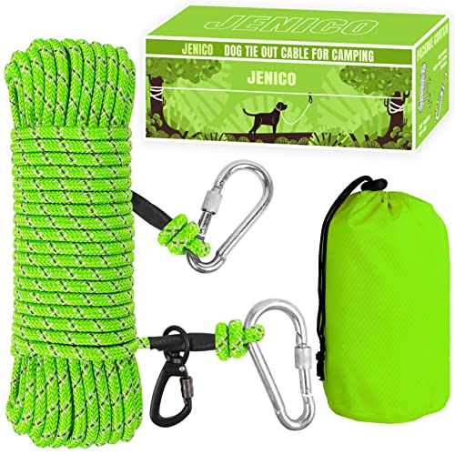 Hundeleine für Camping – 22,9 m tragbares, reflektierendes Überkopf-Trolley-System für Hunde bis zu 136 kg – Hundeleine für Hofparks, Camping, Veranstaltungen im Freien von jenico