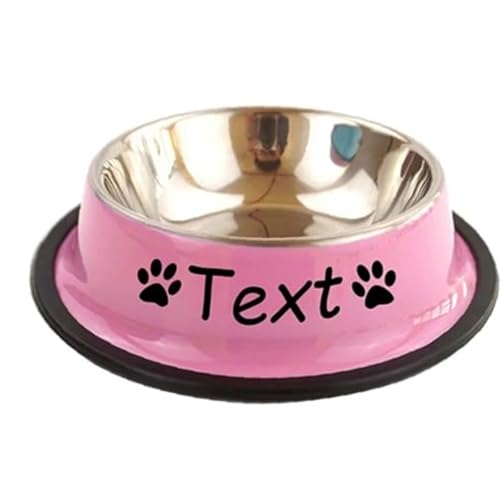 JFS Futternapf für Hunde oder Katzen, Edelstahl, für Wasser und Futter, individuelle Namen, Futternapf für große kleine Hunde, Futter und Wasser (Rosa) von jfs