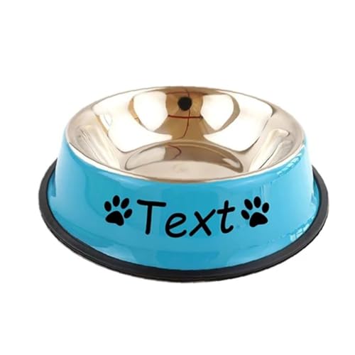 jfs Futternapf für Hunde oder Katzen, Edelstahl, für Wasser und Futter, individuelle Namen, Futternapf für große und kleine Hunde, Futter und Wasser (blau) von jfs