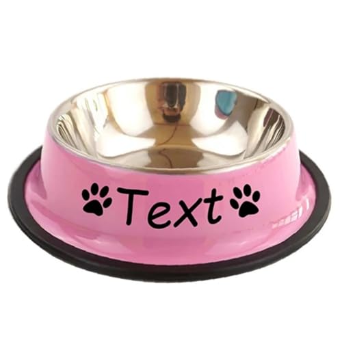 jfs Personalisierter Wassernapf aus Edelstahl für Hunde oder Katzen, niedlich, Rosa von jfs