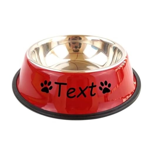 jfs Personalisierter Hundenapf, individueller Hundenapf, personalisierter Edelstahlnapf für Wasser und Futter, rosa Hundenapf, niedliche Hundenäpfe, Wassernapf für Hunde (rot) von jfs