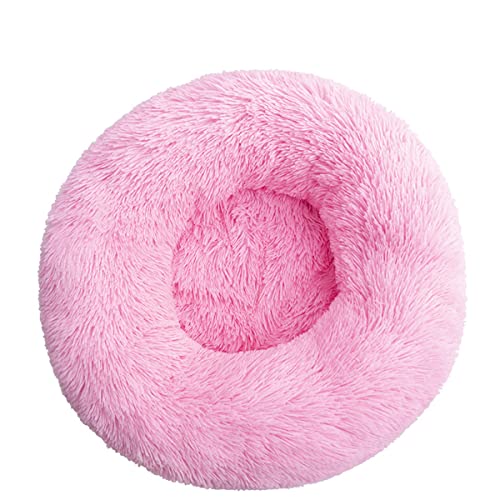 Hundebett, beruhigendes Hundebett und Katzenbett, Anti-Angst, Donut-Hundebett, wärmend, gemütlich, weich, rundes Bett, für kleine, mittelgroße Hunde und Katzen, rosa Durchmesser 119 cm von jia cool