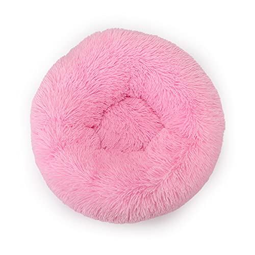 jia cool Hundebett / Katzenbett in Donut-Form, Kunstfell, rund, bequem für kleine, mittelgroße und große Hunde, sehr weich, beruhigendes Bett, selbstwärmend, 40,1 cm helles Pink von jia cool