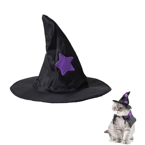 Halloween Umhang für Hunde und Katzen, Fledermaus Vampir Design, Lila-Schwarz Kostüm, Halloween Tierkostüm, Sicherheitsrand, Atmungsaktiv, für Kleine bis Mittelgroße Haustiere (Mütze) von jiejack