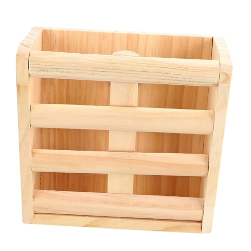 Kaninchen-futterstation Heufutterstation Aus Holz, Futterhalter Für Kleintiere Hamster Futterspender Aus Mit Zaun-Design Für Kaninchen Meerschweinchen Und Chinchillas (Holz-Heuraufen im Gitterstil) von jiejack