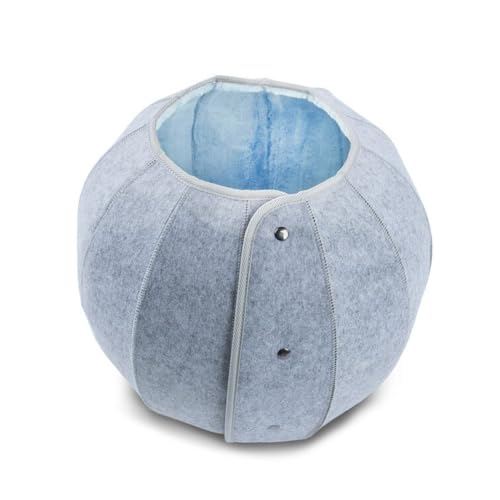 Katzenhöhle in Kugelform Katzenkorb zum Schlafen und Ausruhen zusammenklappbar Katzenbett Katzen kuschelhöhle vielseitig verwendbar-katzenbett höhle (blau, 18 * 18CM) von jiejack