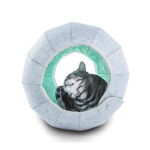 Katzenhöhle in Kugelform Katzenkorb zum Schlafen und Ausruhen zusammenklappbar Katzenbett Katzen kuschelhöhle vielseitig verwendbar-katzenbett höhle (grün, 18 * 18CM) von jiejack