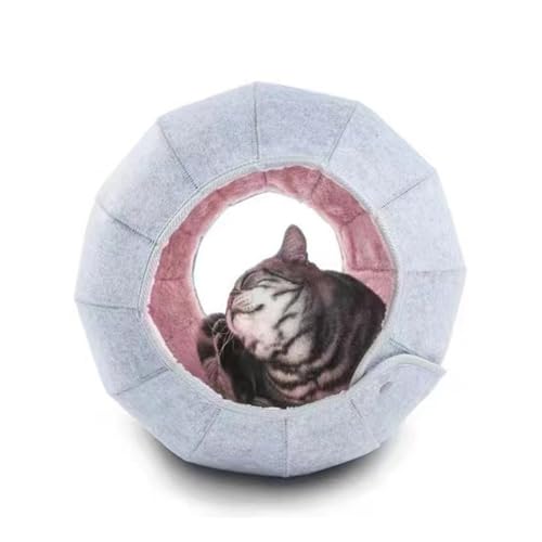Katzenhöhle in Kugelform Katzenkorb zum Schlafen und Ausruhen zusammenklappbar Katzenbett Katzen kuschelhöhle vielseitig verwendbar-katzenbett höhle (rosa, 18 * 18CM) von jiejack