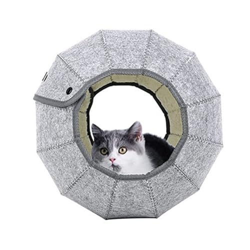 Katzenhöhle in Kugelform Katzenkorb zum Schlafen und Ausruhen zusammenklappbar Katzenbett Katzen kuschelhöhle vielseitig verwendbar-katzenbett höhle (weiß, 18 * 18CM) von jiejack