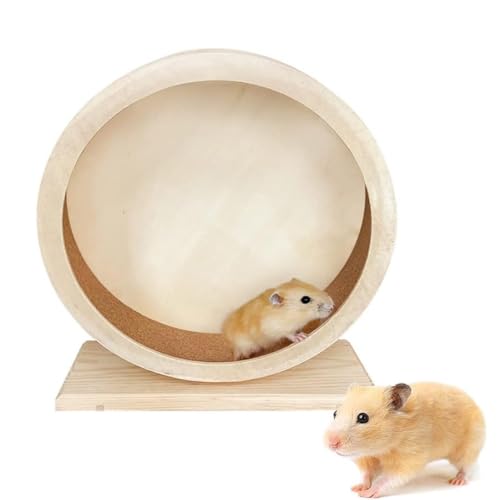 Laufräder Holz Hamster Rad Kleintierzubehör Laufrad Hamsterrad Holz, Ø 15 cm Laufrad Hamster Geräuscharmes, Korklaufrad für Kleine Haustiere hamsterrad leise (L) von jiejack