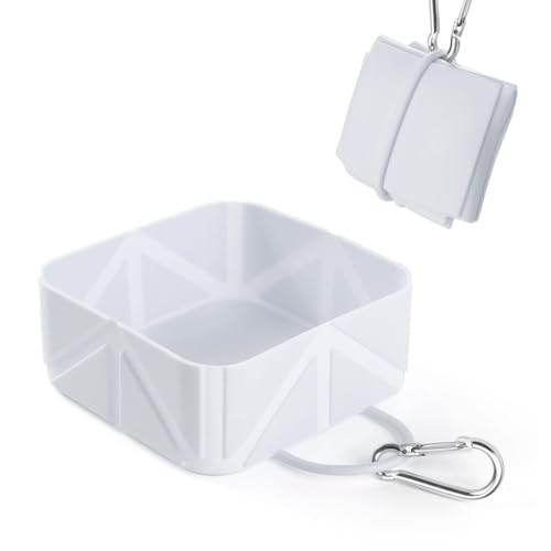 Lebensmittelechtes Silikon Haustierklappschale,Hund Katze Reisebecher, Reisebereich mit leichtem Design， Haustier -Fütterungsschale für Auto， Gehen， Wandern， Boot und Outdoor -Aktivitäten (Grau) von jiejack
