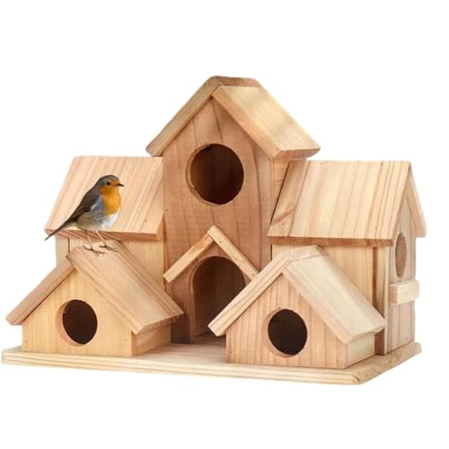 Vogelhaus für den Außenbereich, Nistkasten Wellensittich Vogelfutterhaus Wildvogel Mehrzweck Nistkasten Holz-Vogelhäuser zum Aufhängen im Freie für Garten Hof nistkasten für vögel (A, 20*13 *15.20cm) von jiejack