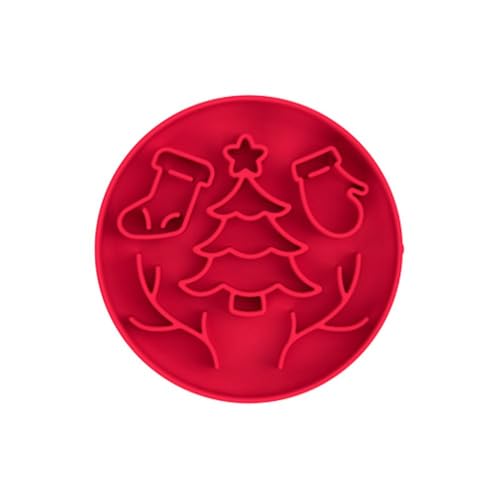 Weihnachts-Slow-Feeding-Silikon-Schale für Hunde/Katzen – Fressnapf für Haustiere, Slow-Feeding Silikon-Schale,Saugnapf-rutschfest, lebensmittelecht, hitzebeständig, Feiergeschenkgeeignet (Rot(1)) von jiejack