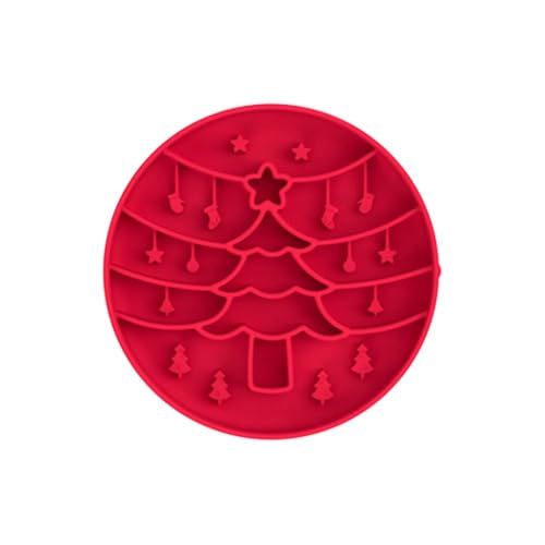 Weihnachts-Slow-Feeding-Silikon-Schale für Hunde/Katzen – Fressnapf für Haustiere, Slow-Feeding Silikon-Schale,Saugnapf-rutschfest, lebensmittelecht, hitzebeständig, Feiergeschenkgeeignet (Rot(2)) von jiejack