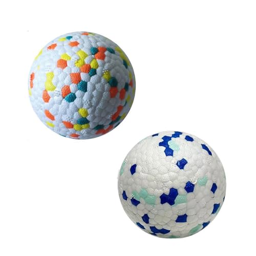 jiejack 2 Stück Hundeballspielzeug, Hundeball, schwimmend auf Wasser, zum Apportieren, Hundebälle unkaputtbar, langlebig, Vollgummiball für Welpen, kleine und mittelgroße Hunde (Mittel 64mm) von jiejack