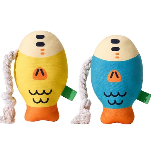 jiejack 2 Stück Quietschendes Haustierspielzeug Quietschendes Spielzeug Realistischer Fisch mit Knister- und Quietschfunktion, Anti-Langeweile Spielzeug für kleine & große Hunde (B) von jiejack