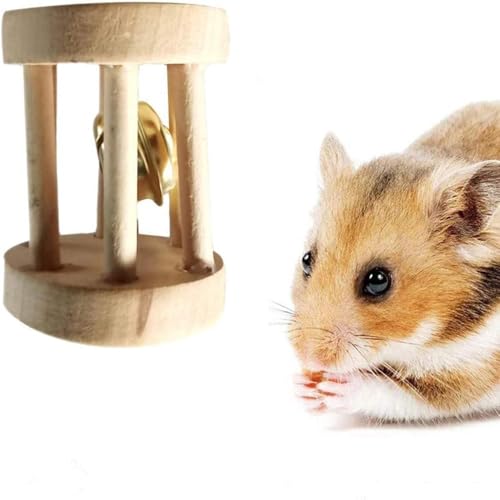 jiejack Holz Pet Chew Spielzeug Hamster Kauspielzeug Kaninchen Spielzeug Hamster Interaktives Kauspielzeug Übung Spielen Bell Roller Ideal Für Kleintiere (3.5 * 3.5 * 5cm) von jiejack