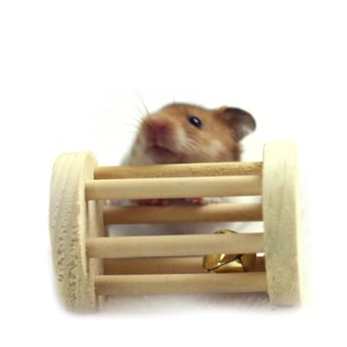 jiejack Holz Pet Chew Spielzeug Hamster Kauspielzeug Kaninchen Spielzeug Hamster Interaktives Kauspielzeug Übung Spielen Bell Roller Ideal Für Kleintiere (5 * 5 * 7cm) von jiejack