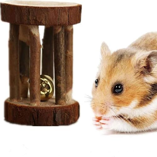 jiejack Holz Pet Chew Spielzeug Hamster Kauspielzeug Kaninchen Spielzeug Hamster Interaktives Kauspielzeug Übung Spielen Bell Roller Ideal Für Kleintiere (5.5 * 5.5 * 7.5cm) von jiejack