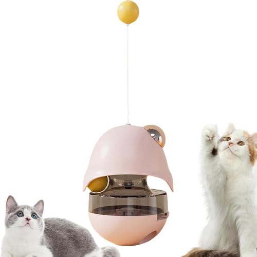 jiejack Katzen Spielzeug - Interaktives Katzenspielzeug – interaktives Zubehör für Haustiere Interaktive Übung für Kätzchen,lustiger Ball Katzenfutterspender Spielzeug (Rosa) von jiejack