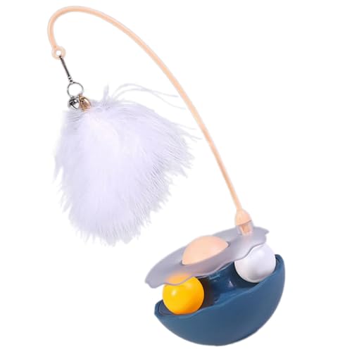 jiejack Katzenangel ，Tumblers Zauberstab, Katzenspielzeug für Indoor-Katzen interaktives Haustier Interaktives Katzenspielzeug 360° Wackelbasis für Kitten & Erwachsene Katzen (Blau) von jiejack