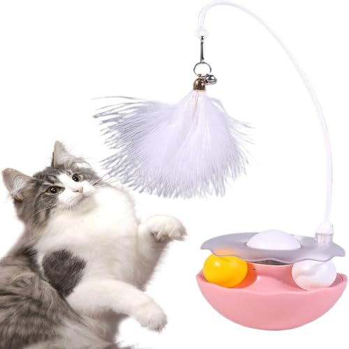 jiejack Katzenangel ，Tumblers Zauberstab, Katzenspielzeug für Indoor-Katzen interaktives Haustier Interaktives Katzenspielzeug 360° Wackelbasis für Kitten & Erwachsene Katzen (Rosa) von jiejack
