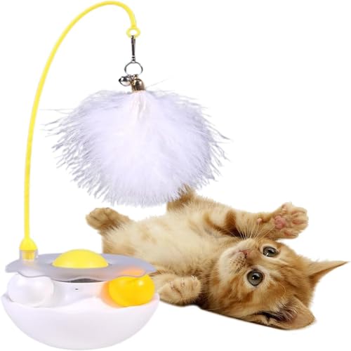 jiejack Katzenangel ，Tumblers Zauberstab, Katzenspielzeug für Indoor-Katzen interaktives Haustier Interaktives Katzenspielzeug 360° Wackelbasis für Kitten & Erwachsene Katzen (Weiß) von jiejack