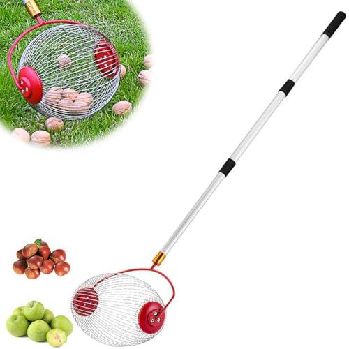 jiejack Nut Collector/Fruchtsammler Walnuss-nuss-Fruchtpflücker Mit Teleskopstange Rollsammler für Große Früchte Nusssammler, Apfelpflücker für Äpfel Birnen Kastanien Obst Nüsse von jiejack
