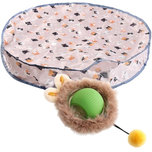 jiingekk Interaktives Katzenspielzeug-Set mit abnehmbarem Teaser mit großen Matten für Indoor-Übungen und geistige Stimulation von jiingekk