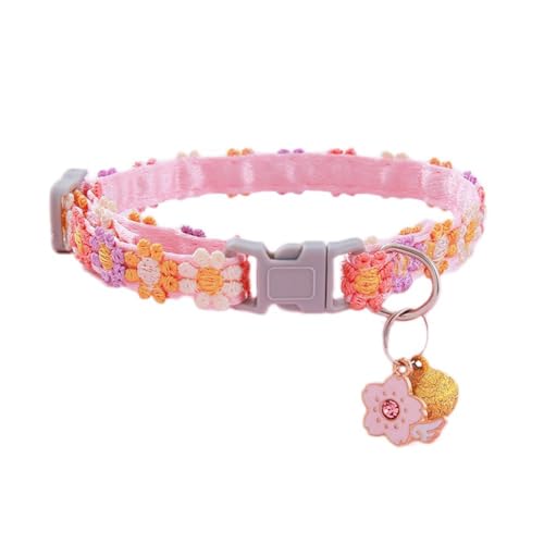 Blumenhalsband, Schnellverschluss, verstellbar, Kätzchen-Halsbänder mit Herzanhänger, Haustierglocke, für Kätzchenhalsbänder und Welpen, klein Blumenhalsband, Schnellverschluss, verstellbar, Kätzchen-Halsbänder mit Herzanhänger, Haustierglocke, für Kätzchenhalsbänder und Welpen, klein von jileijar