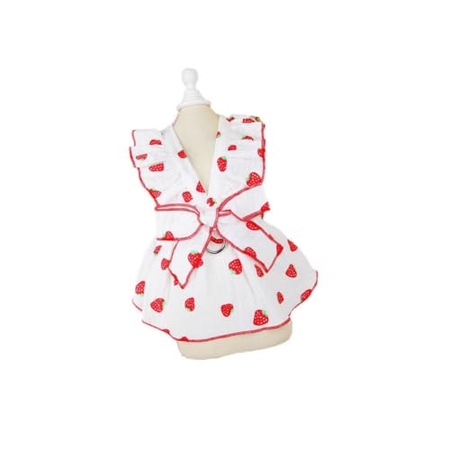 Hundekleid für kleine Hunde, Erdbeer-Druck, Schleife, Dekoration, niedliches Hunde-Prinzessinnenkleid mit Rock für Ostern, Welpen, Tutu-Outfits Hundekleid für kleine Hunde, Erdbeer-Druck, Schleife, Dekoration, niedliches Hunde-Prinzessinnenkleid mit Rock für Ostern, Welpen, Tutu-Outfits von jileijar
