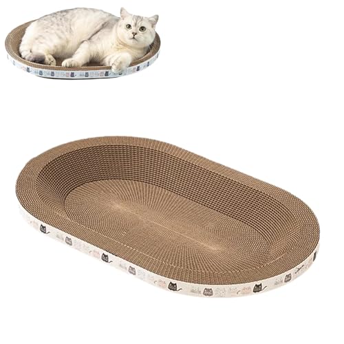 Katzenkratzbett Oval Katzenkratzer Karton, 2 in 1 Katzenkratzpad Schüssel Nest für Indoor Katzen, Runde Liege Couch, Möbelschutz von jileijar