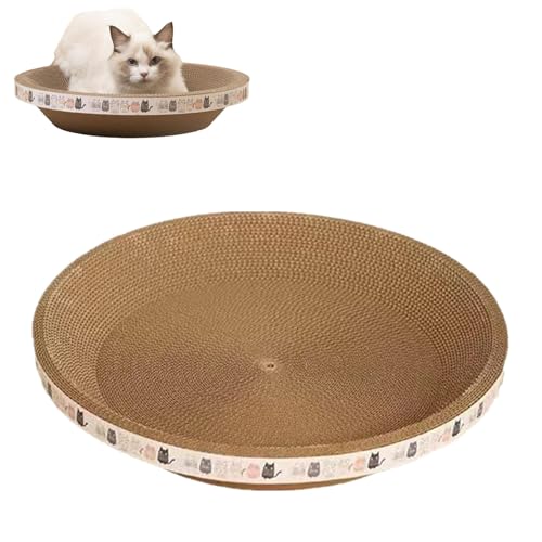 Katzenkratzbett Oval Katzenkratzer Karton, 2 in 1 Katzenkratzpad Schüssel Nest für Indoor Katzen, Runde Liege Couch, Möbelschutz von jileijar