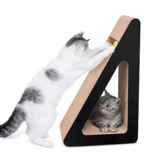 Katzenkratzer Karton, Rampe Dreieckiges Pappspielzeug mit interaktiven Spinnbällen, Katzenkratzunterlage Pfosten Karton für Indoor Katzen Katzenkratzer Karton, Rampe Dreieckiges Pappspielzeug mit interaktiven Spinnbällen, Katzenkratzunterlage Pfosten Karton für Indoor Katzen von jileijar