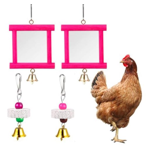 Vogelspiegel mit Metallglocken, Nymphensittich, Sittich, Spiegel für Käfig, Vogelkäfig, Schaukel für Papageien, Spielzeug Zubehör von jileijar