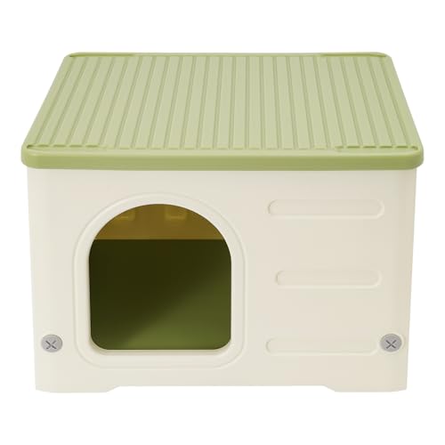 jiongcln Katzenhaus Outdoor Wasserdichtes Modernes Katzenhöhlen 53 * 41 * 38.3cm HDPE Robuste Katzenhütte Winterfest Isolierte Grün Weiß von jiongcln