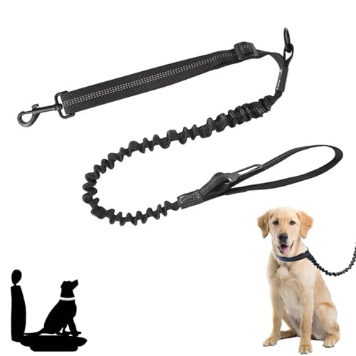Auto-Sicherheitsgurt für Hunde, verstellbare Kopfstütze, mit elastischem Gummipuffer und reflektierenden Streifen, für Outdoor-Reisen (Schwarz-1) von jiuhao