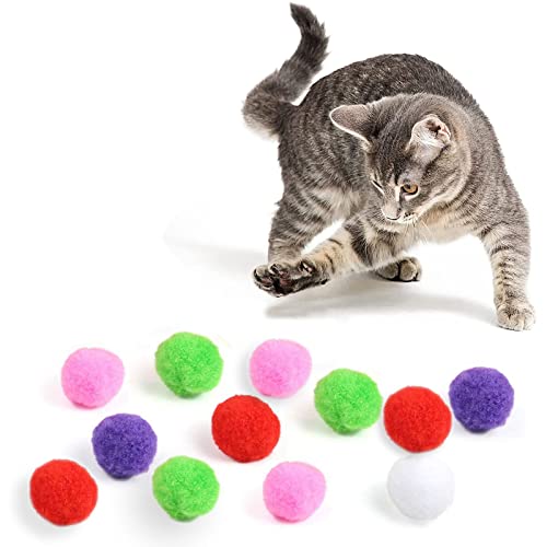 jiuhao Katzenspielzeug-Bälle, 12 Stück Katzen-Pompons, weiche Pompons, Kätzchenball, Spielspielzeug, interaktives Spielzeug für Indoor-Katzen, zum Fangen von Jagd, Plüsch, Kratzen, DIY-Kauspielzeug von jiuhao