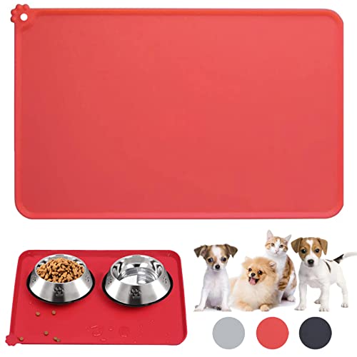 jiuhao Hunde Katzen Futtermatte,Napfunterlage Silikon Futtermatte für Haustiere,Wasserdicht,rutschfest,Verhindert das Verschütten von Lebensmitteln Napfmatte,für Futternäpfe Wassernapf(48x30cm) von jiuhao