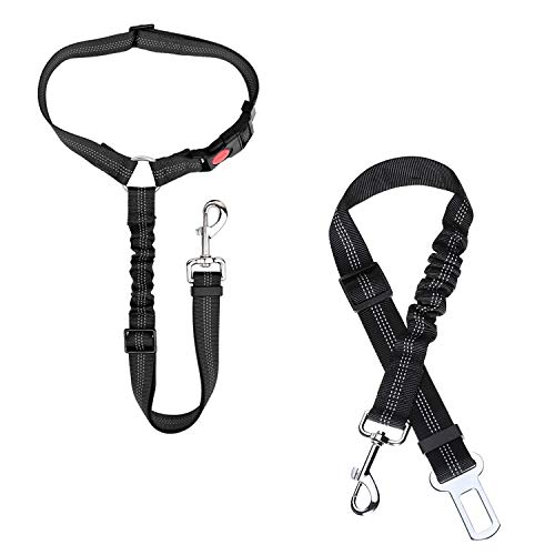 jiuhao Hunde Sicherheitsgurt, Hundegurt Sicherheitsgeschirr Einstellbarer mit Universalstecker & Befestigung der Verriegelungsstange,Hunde sicherheitsgurt für alle Hunderassen & Auto von jiuhao