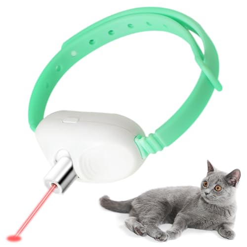 Jiuhao Katzenhalsband-Zeiger-Spielzeug – USB wiederaufladbarer interaktiver Teaser Zauberstab für Indoor-Katzen – elektrischer Lichtstift, Chaser und Haustier-Trainingswerkzeug (grün) von jiuhao