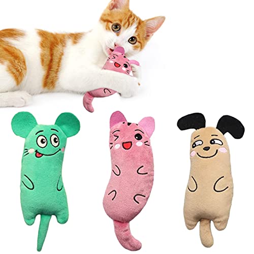jiuhao Ctnip Katzenspielzeug, interaktives Plüsch, für Innenkatzen, Kätzchen, Kratzen, Kauen, Zähneknirschen, Kissen, Reinigung, Kick, Bissfest, für Kätzchen (Maus-1) von jiuhao