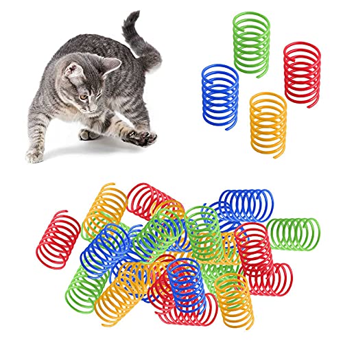 Katzen Frühlingsspielzeug, 20 Stück Buntes Frühlingskatzenspielzeug, Kunststoff Spiralfedern,Interaktives Katzenspielzeug,Spielzeug für Katzen,Hüpfen,Spielen,Training,lustiges Geschenk für Katzen von jiuhao