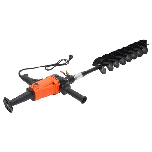 jiumxliu Elektro Erdbohrer Elektrische Steckbare Grubenbohrmaschine Erdlochbohrer Pfahlbohrer Gartenbohrer 120mm Doppelblattbohrer mit 1.9kw Leistung für Garten Landwirtschaft von jiumxliu