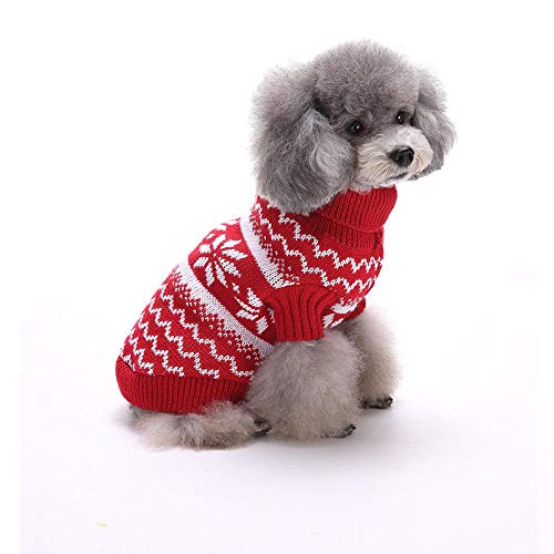 jiwenhua Kleidung für Hunde Pullover mit Schneeflocken Weihnachten Elch Kostüm für Halloween Tiere MYD14 Rot S von jiwenhua