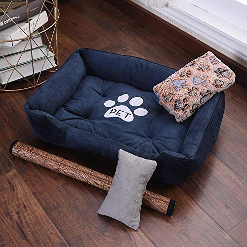 jiwenhua Tierprodukte Hundezucht Katzenkernel Vier Jahreszeiten Heimtierzucht Matte große Hundematte, [Fußspuren] Navy Vier Stück Set, m (60 * 45 * 15cm) von jiwenhua