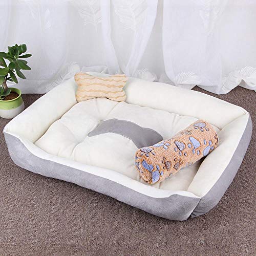 jiwenhua Tierprodukte großer Hundehund's Kennel, Katzenhandel, Teddy warm, Vier Jahreszeiten Baumwolle, (Knochen) graues Beige Plus Decke, XXS (45 * 31 * 15cm) von jiwenhua