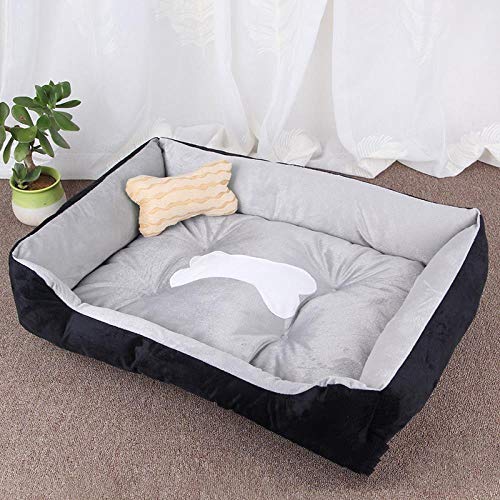 jiwenhua Tierprodukte großer Hundehund's Kennel, Katzenhandel, Teddy warm, Vier Jahreszeiten Baumwolle, Schwarzes Grau einzelnes Nest, l (80 * 60 * 15cm) von jiwenhua