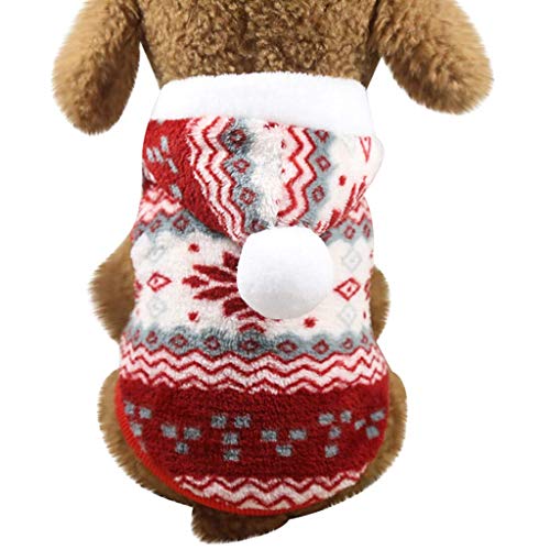 jjnet Chihuahua Hund mit Mütze Schneeflocke Baumwolle Dicke warme warme Jacke Hund Pullover XL Rot von jjnet